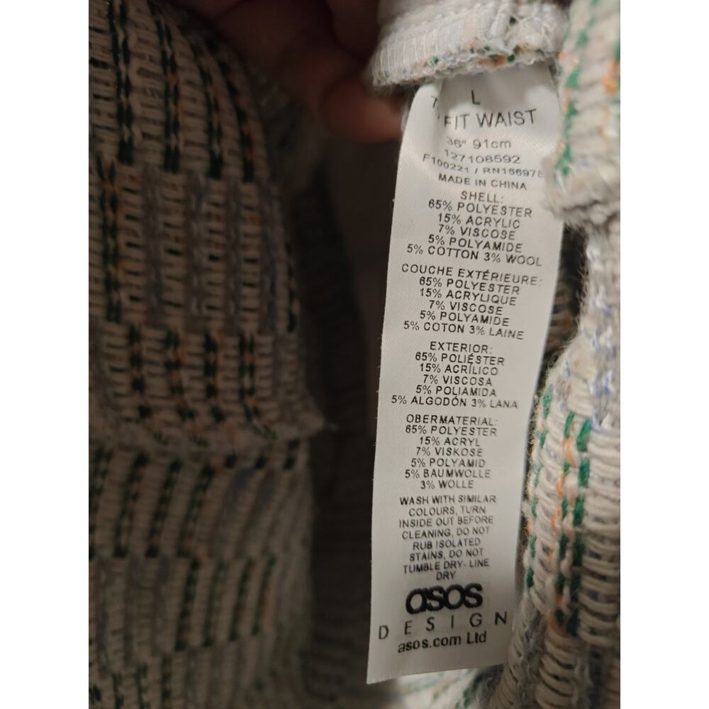 ASOS Design Heavyweight Textured Tweed Bermuda Shorts Drawstring Size L Pockets - Picture 5 of 5